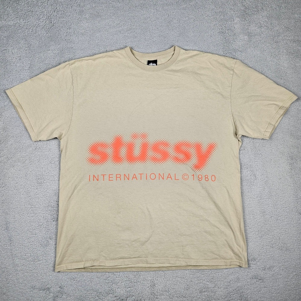 Stussy Blur Tee (Men's XXL) Tan T-Shirt International 1980 Graphic Streetwear